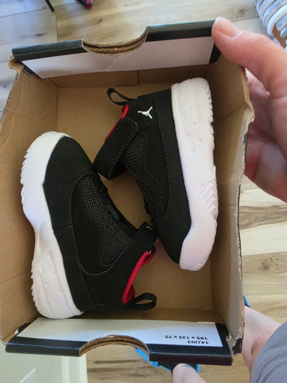 Jordan Kids Black and Red Velcro Athletic Shoe